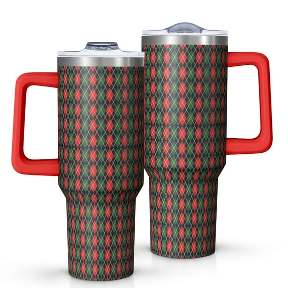Multicolor Christmas Pattern Tumbler with Handle and Lid,40oz Double Wall Vacuum Insulated Tumbler,Cups Gift for Women and Men