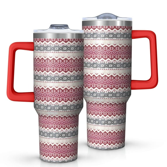 Multicolor Christmas Pattern Tumbler with Handle and Lid,40oz Double Wall Vacuum Insulated Tumbler,Cups Gift for Women and Men