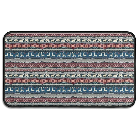 Multicolor Christmas Reindeer Pattern Door Rugs,Washable Non Slip Door Mats Indoor,Decorative Door Mats,Entry Mat Indoor for Entrance,Bedroom,Kitchen,Bathroom,30"x17"