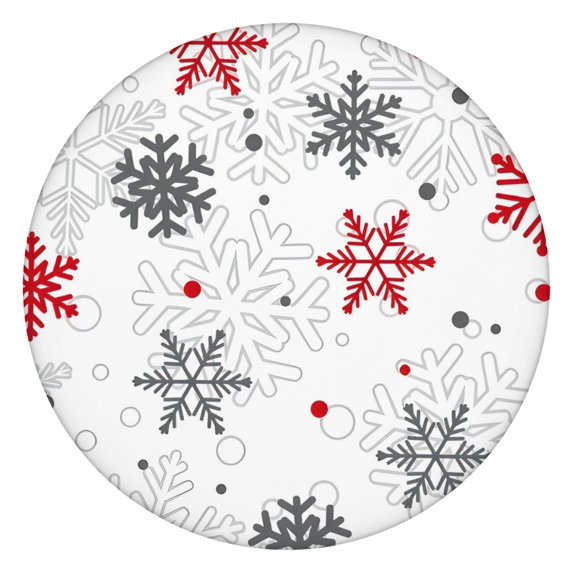 Multicolor Christmas Snowflake Pattern Round Fitted Tablecloth with Elastic Edge,Dining Table Cover Waterproof,Outdoor Round Tablecloth for Camping,Dining,Indoor and Outdoor