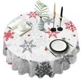 thumbnail image 1 of Multicolor Christmas Snowflake Pattern Round Tablecloth 60"x60",Wrinkle Wipeable Table Cloth for Kitchen Dining Room Picnic Patio Party, 1 of 6
