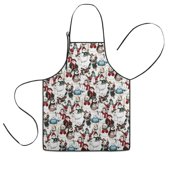 Multicolor Christmas Snowman Pattern Kids Aprons for Girls and Boys,Adjustable Neck Strap Toddler Aprons for Kids Cooking Baking