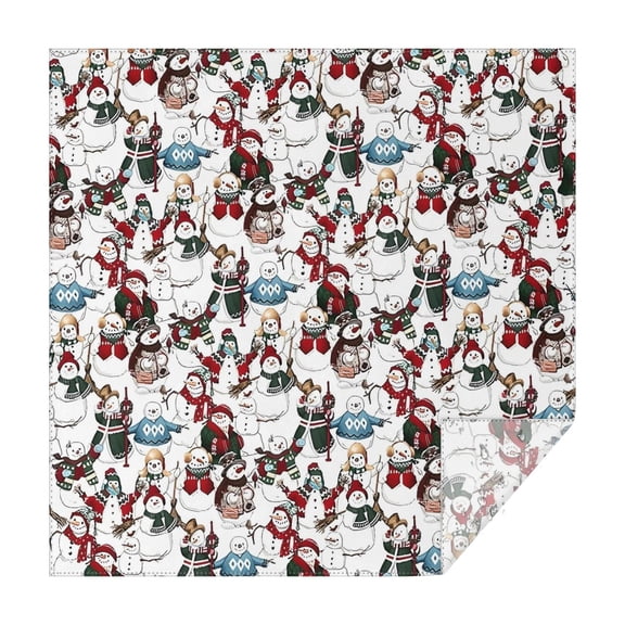 Multicolor Christmas Snowman Pattern Square Tablecloth,Waterproof Square Table Cover,Wipeable Spillproof Washable Table Cover for Home Kitchen Party Decor 60"x60"(152x152cm)
