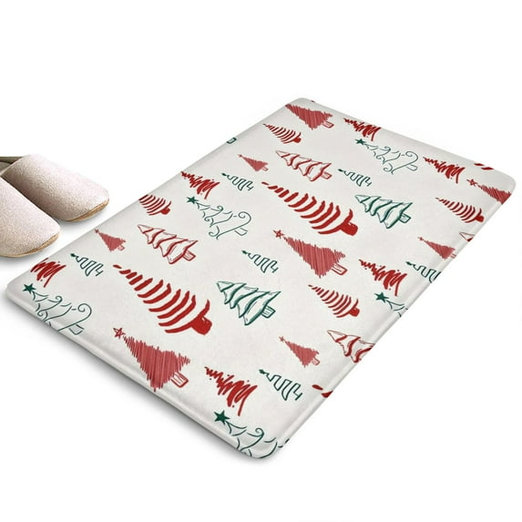 Multicolor Christmas Tree Flannel Non Slip Door Rugs,Washable Door Mats Indoor,Decorative Door Mats,Dirt-Resistant and Absorbent Doormat for Entrance,Bedroom,Kitchen,Bathroom,31.5"x17"