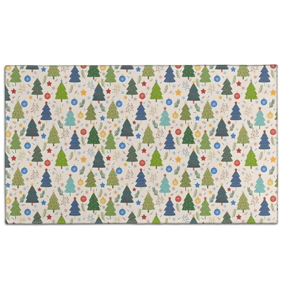 Multicolor Christmas Tree and Ornament Pattern Door Rugs,Washable Non Slip Door Mats Indoor,Decorative Door Mats,Entry Mat Indoor for Entrance,Bedroom,Kitchen,Bathroom,17"x30"