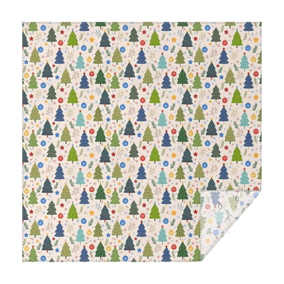 Multicolor Christmas Tree and Ornament Pattern Square Tablecloth,Waterproof Square Table Cover,Wipeable Spillproof Washable Table Cover for Home Kitchen Party Decor 60"x60"(152x152cm)