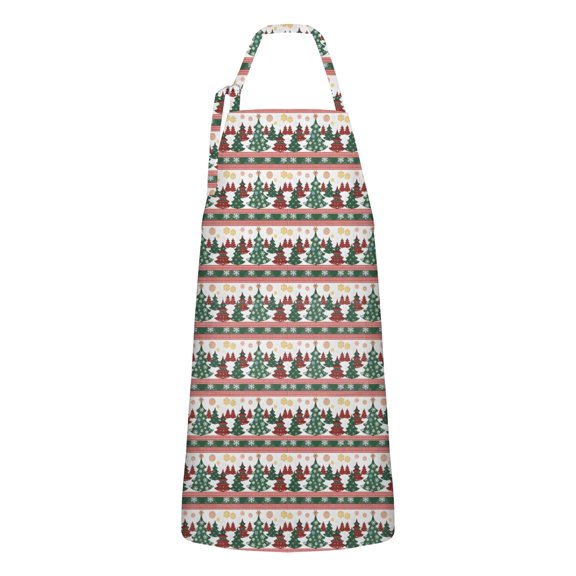 Multicolor Christmas Tree Apron-Garden Aprons for Women with Pockets-Cotton Linen Waterproof Kitchen Cooking Gardening Aprons Adjustable for Kitchen,Cooking,BBQ and Salon 32"x27"