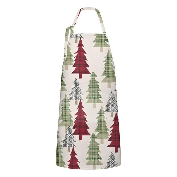 Multicolor Christmas Tree Apron-Garden Aprons for Women with Pockets-Cotton Linen Waterproof Kitchen Cooking Gardening Aprons Adjustable for Kitchen,Cooking,BBQ and Salon 32"x27"