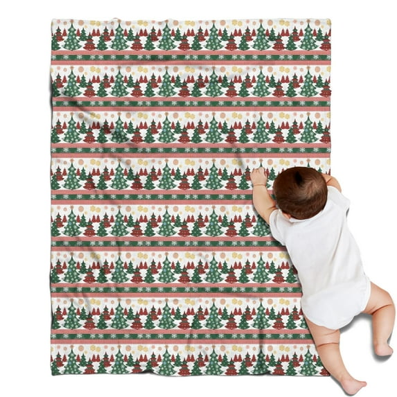 Multicolor Christmas Tree Pattern Blanket,Comfortable Soft Flannel Throw Blanket,All Season,Warm Lightweight Blankets for Sofa Bed Couch Living Room Chair,30"x40"