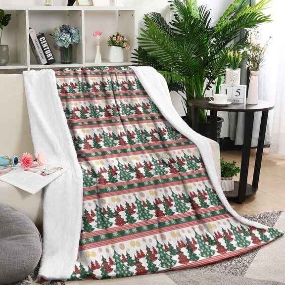 Multicolor Christmas Tree Pattern Blanket,Comfortable Soft Lamb Wool Throw Blanket,All Season,Warm Lightweight Blankets for Sofa Bed Couch Living Room Chair,60"x80"