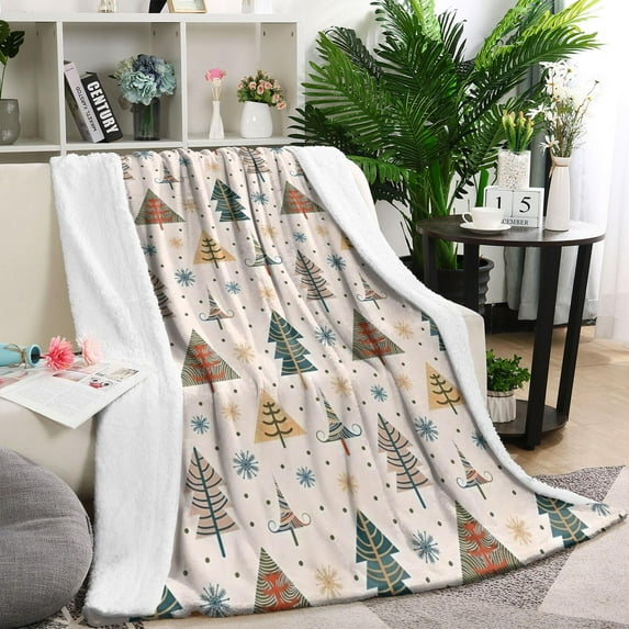 Multicolor Christmas Tree Pattern Blanket,Comfortable Soft Lamb Wool Throw Blanket,All Season,Warm Lightweight Blankets for Sofa Bed Couch Living Room Chair,40"x50"