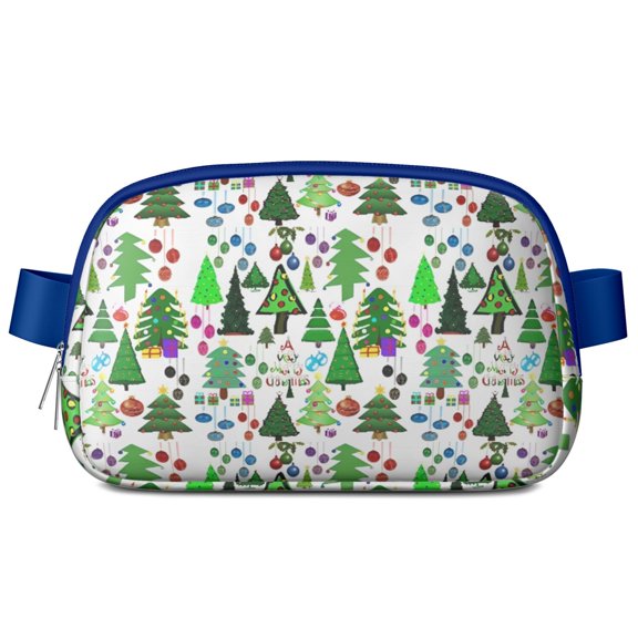 Multicolor Christmas Tree Pattern Cute Fanny Packs for Women,Travel Waterproof Crossbody Fanny Bags Waist Purse for Women Anti Theft Adjustable Strap for Running Travel Cycling
