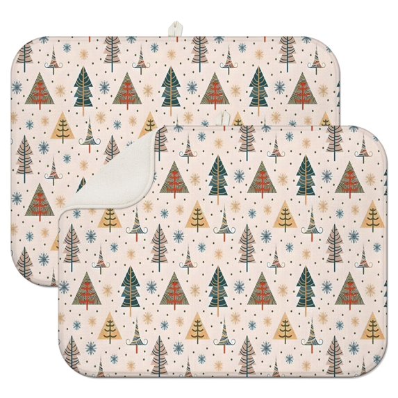 Multicolor Christmas Tree Pattern Dish Drying Mat for Kitchen 1 Pack, Ultra Absorbent Microfiber Dishes Drainer Mats,18x24in(46x61cm)