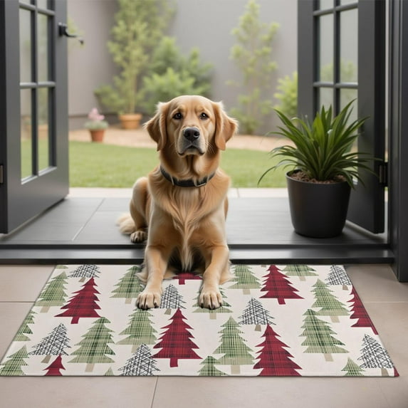 Multicolor Christmas Tree Pattern Door Rugs,Washable Non Slip Door Mats Indoor,Decorative Door Mats,Entry Mat Indoor for Entrance,Bedroom,Kitchen,Bathroom,20"x32"