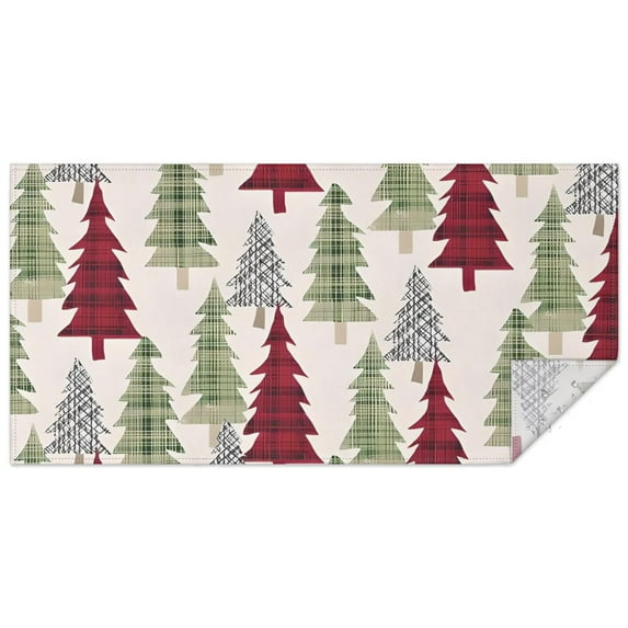 Multicolor Christmas Tree Pattern Rectangle Tablecloth 60"x120",Waterproof Polyester Rectangle Table Cloth, Wipeable Spillproof Polyester Tablecloth for Dining, Camping, Indoor and Outdoor