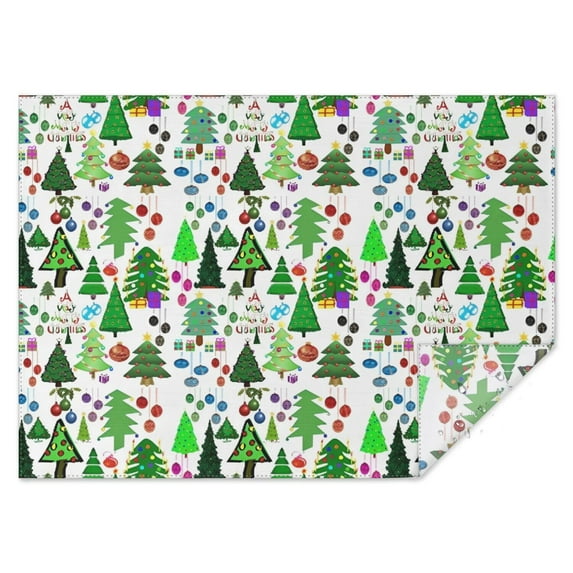 Multicolor Christmas Tree Pattern Rectangle Tablecloth 60"x84",Waterproof Polyester Rectangle Table Cloth, Wipeable Spillproof Polyester Tablecloth for Dining, Camping, Indoor and Outdoor