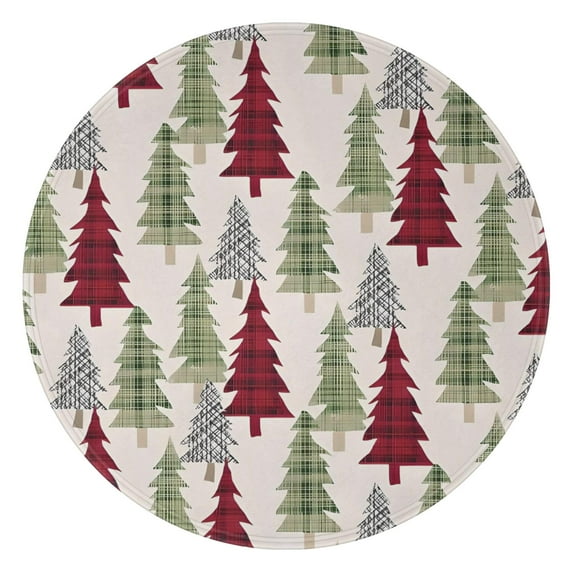 Multicolor Christmas Tree Pattern Round Blanket,Comfortable Soft Flannel Throw Blanket,All Season,Warm Lightweight Blankets for Sofa Bed Couch Living Room Chair 47"x47"