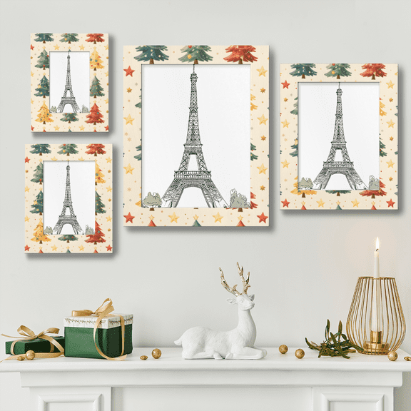 Multicolor Christmas Tree Picture Frame 4x6in,for Tabletop & Wall,Family Christmas Home Decor Gift