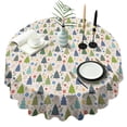 thumbnail image 1 of Multicolor Christmas Tree and Ornament Pattern Round Tablecloth 60"x60",Wrinkle Wipeable Table Cloth for Kitchen Dining Room Picnic Patio Party, 1 of 6