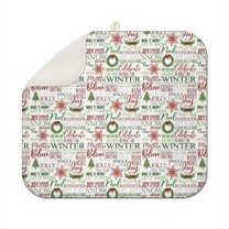 Multicolor Christmas Word Pattern Dish Drying Mat for Kitchen 1 Pack, Ultra Absorbent Microfiber Dishes Drainer Mats,16x18in(41x46cm)