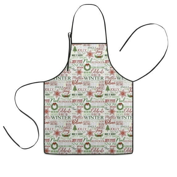 Multicolor Christmas Word Pattern Kids Aprons for Girls and Boys,Adjustable Neck Strap Toddler Aprons for Kids Cooking Baking
