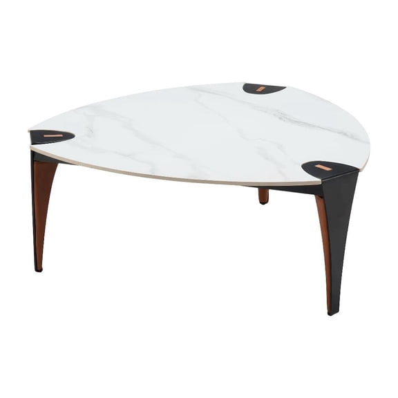 Multicolor Coffee Table with Sintered Stone Top and Steel Frame Modern Design