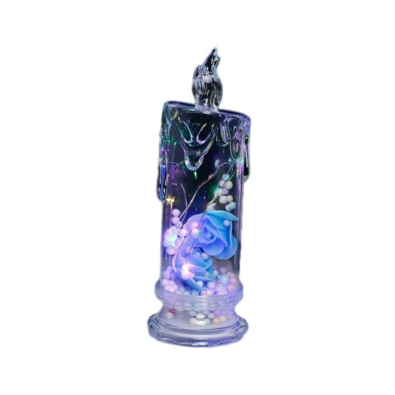 Multicolor Compact Rose Themed Led Candle Night Light Emitting A Multicolor Glow Ideal For Small Spaces Desks Or As A Charming Decorative Accent To Create A Warm Inviting Atmosphere
