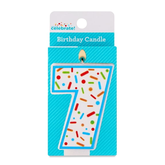 Multicolor Confetti Number 7 Birthday Candle, by Way To Celebrate