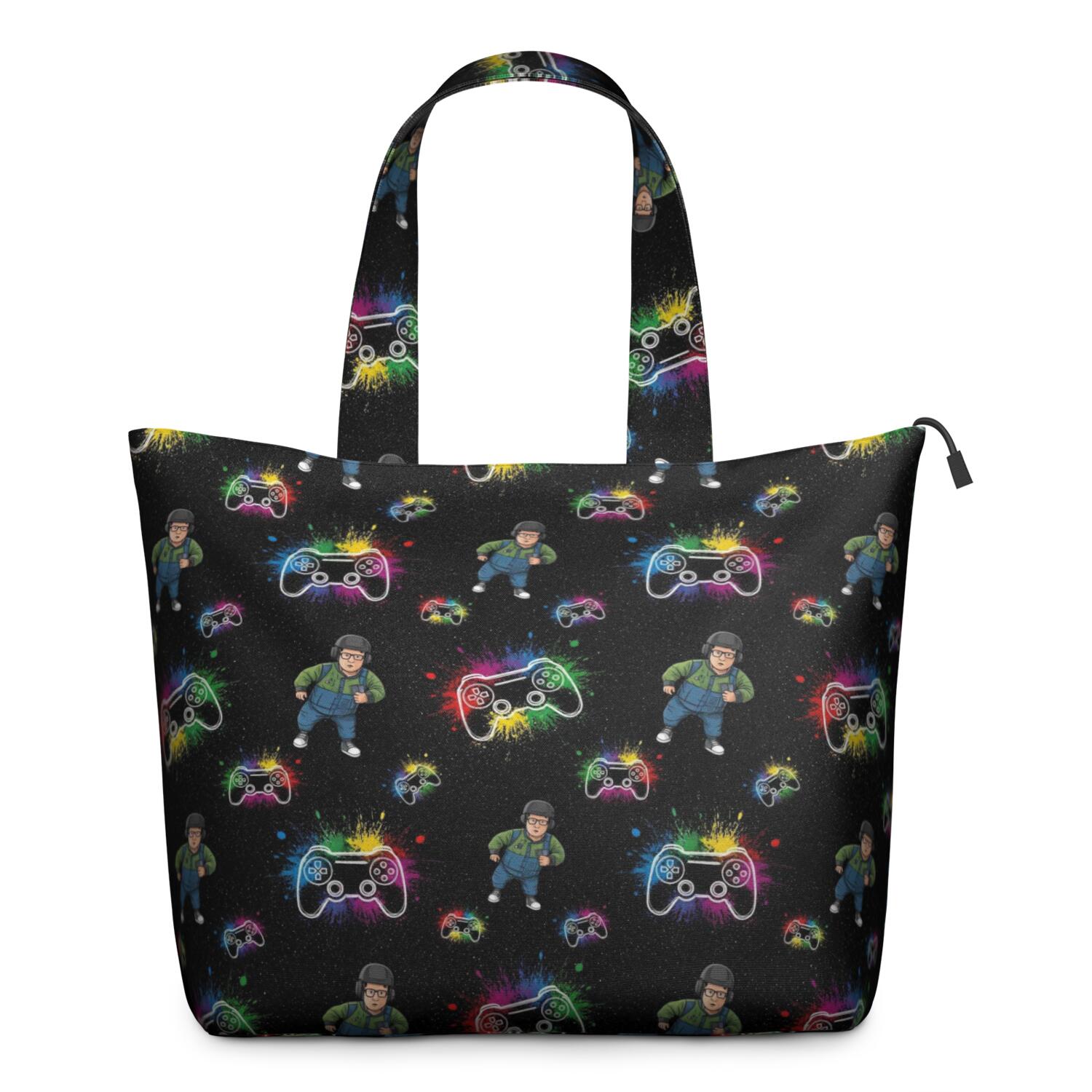 Multicolor Controllers Games Characters Black Pattern Travel Tote Bags for Women Carry On,Large Weekender Bags for Women Travel,Multi Functional Duffle Bag for Work,Shopping,Sports