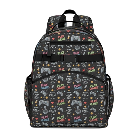 Black Yellow White Flower Sunflower Pattern Backpack for School,Cute School Bag,Schoolbag with Adjustable Shoulder Straps & Padded Back,15.25"x11.5"x5.25"