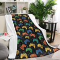 thumbnail image 1 of Multicolor Controllers Games Icons Black Pattern Blanket,Comfortable Soft Flannel Throw Blanket,All Season,Warm Lightweight Blankets for Sofa Bed Couch Living Room Chair,40"x50", 1 of 4