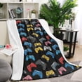 thumbnail image 1 of Multicolor Controllers Games Icons Black Pattern Blanket,Comfortable Soft Lamb Wool Throw Blanket,All Season,Warm Lightweight Blankets for Sofa Bed Couch Living Room Chair,40"x50", 1 of 4