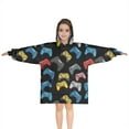 thumbnail image 1 of Multicolor Controllers Games Icons Black Pattern Blanket Hoodies for Kids 6-13YR Oversize Wearable Blanket Hoodies for Boys Girls Teens, 1 of 7
