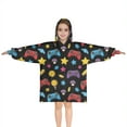 thumbnail image 1 of Multicolor Controllers Games Icons Black Pattern Blanket Hoodies for Kids 6-13YR Oversize Wearable Blanket Hoodies for Boys Girls Teens, 1 of 7