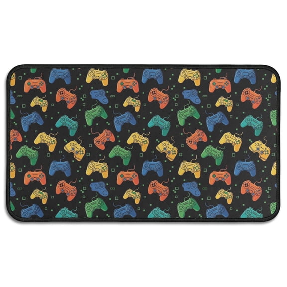 Multicolor Controllers Games Icons Black Pattern Door Rugs,Washable Non Slip Door Mats Indoor,Decorative Door Mats,Entry Mat Indoor for Entrance,Bedroom,Kitchen,Bathroom,30"x17"