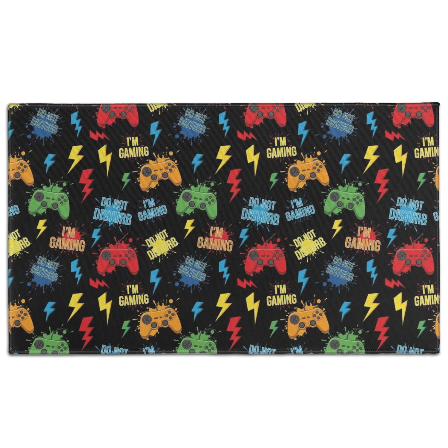 Multicolor Controllers Games Icons Black Pattern Door Rugs,Washable Non ...