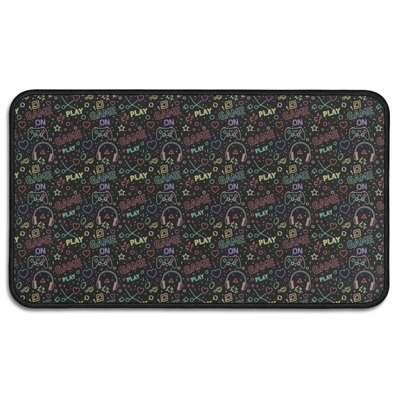 Multicolor Controllers Games Icons Black Pattern Door Rugs,Washable Non Slip Door Mats Indoor,Decorative Door Mats,Entry Mat Indoor for Entrance,Bedroom,Kitchen,Bathroom,30"x17"