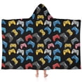 thumbnail image 1 of Multicolor Controllers Games Icons Black Pattern Hooded Bath Towel，60"x35" for Ages 3 To 12 Kids, Quick Dry Lightweight Soft Microfiber Hood Beach Towel Cover Up for Kids, 1 of 7