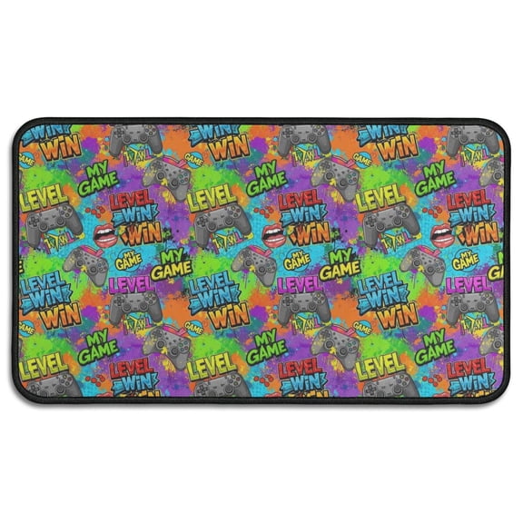 Multicolor Controllers Games Icons Colorful Pattern Door Rugs,Washable Non Slip Door Mats Indoor,Decorative Door Mats,Entry Mat Indoor for Entrance,Bedroom,Kitchen,Bathroom,30"x17"