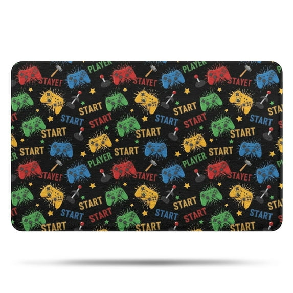 Multicolor Controllers Games Text Black Pattern Bathroom Rugs Mat,Non Slip Microfiber Bathroom Rug,Rubber Backing,Soft Bathroom Mats for Bathroom Floor,Tub and Shower,20x32in(50x80cm)