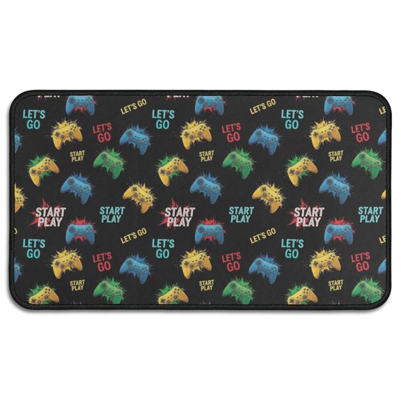 Multicolor Controllers Games Text Black Pattern Door Rugs,Washable Non Slip Door Mats Indoor,Decorative Door Mats,Entry Mat Indoor for Entrance,Bedroom,Kitchen,Bathroom,30"x17"