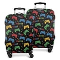 thumbnail image 1 of Multicolor Controllers Games Text Black Pattern Luggage Cover Fashion Suitcase Cover Baggage Covers Fit 25-28 Inch Luggage (Go Travel), 1 of 5