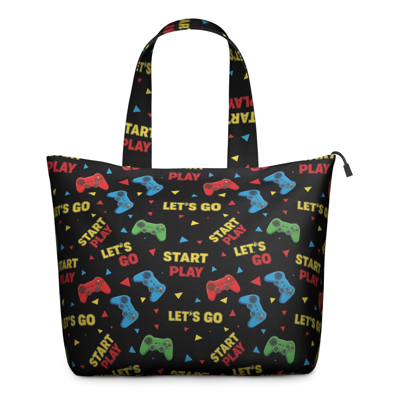 Multicolor Controllers Games Text Black Pattern Travel Tote Bags for Women Carry On,Large Weekender Bags for Women Travel,Multi Functional Duffle Bag for Work,Shopping,Sports