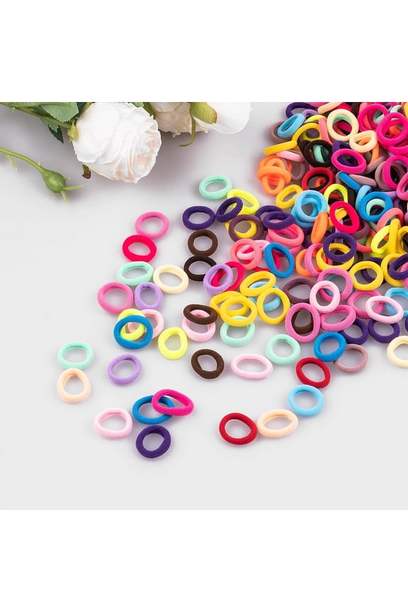 Multicolor Cotton Hair Ties, No Crease Finger Ponytail Holders