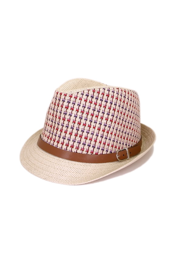 Multicolor Cowboy Cowgirl Fedora Straw Hat w/ Leather Band