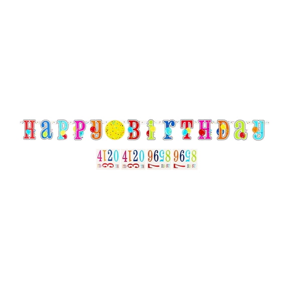 Multicolor Customizable Age Birthday Banner with Number Stickers, 7', by Way To Celebrate