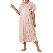 Multicolor Cute Round Neck Sleepshirts Short Sleeve Plus Size Nightgowns & Sleepshirts (Women's Plus)