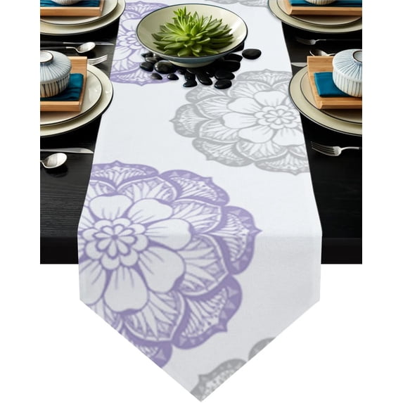 Multicolor Dahlia Green Gray Red Table Runner Table Flag Home Party Decorative Tablecloth Table Runners
