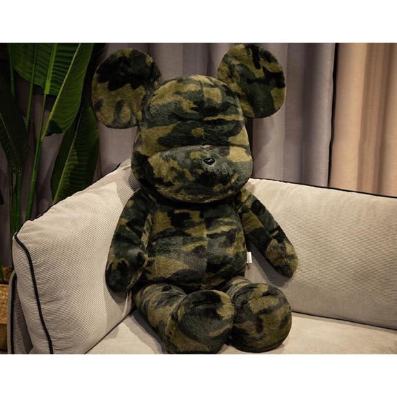 Multicolor Dazzle Tide Play Violent Bear Plush Toy 23.6 Inches Cute Cuddle Bear Stuffed Doll Creative Bear Plush Toy Valentine's Day Gift,camouflage green