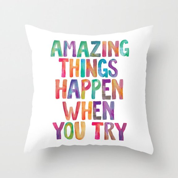 Multicolor Decorative Script Typography Polyester Velvet Throw Pillow Cover for Bed Decor, No Insert